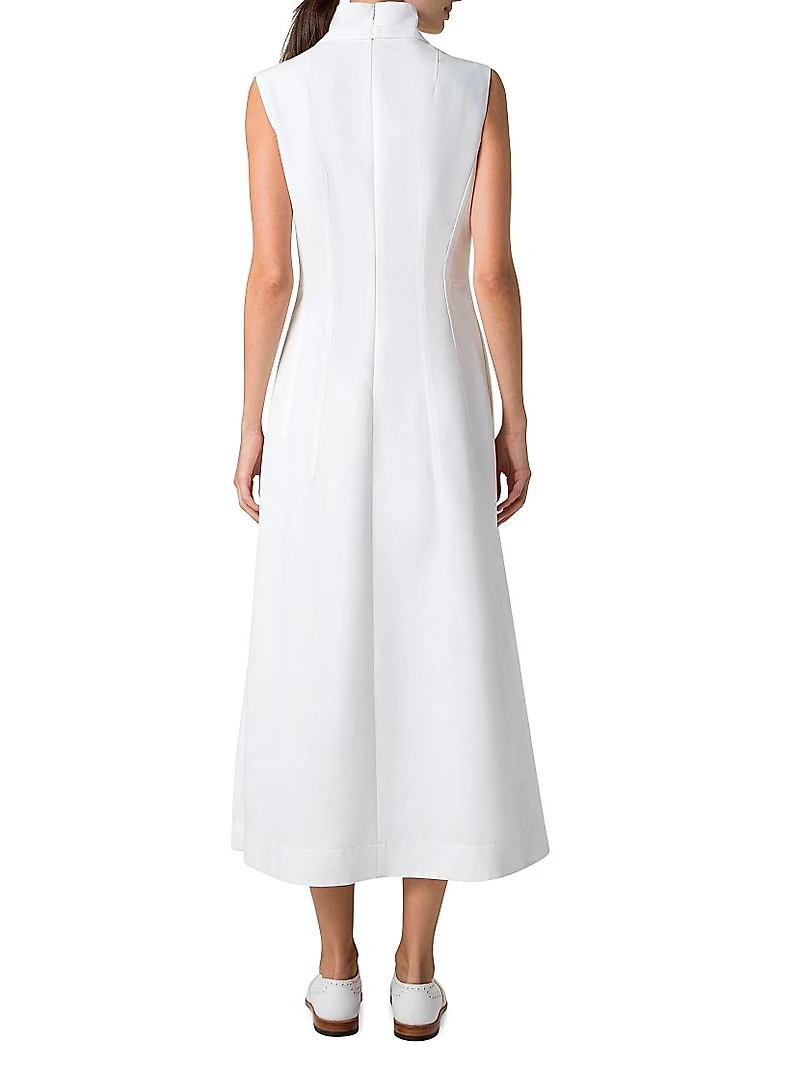 Cotton Sleeveless Flared Midi-Dress