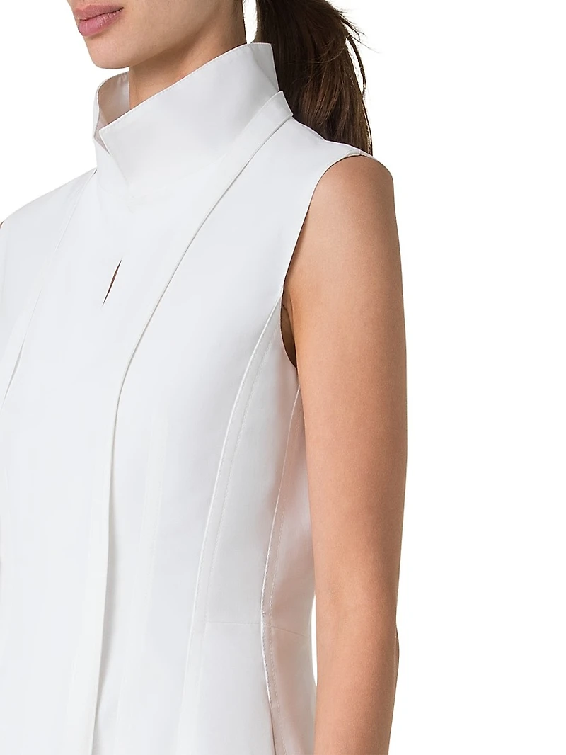 Cotton Sleeveless Flared Midi-Dress