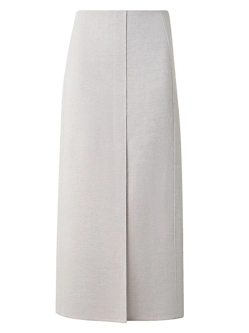 Linen Pencil Midi-Skirt