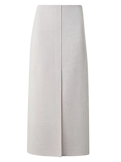 Linen Pencil Midi-Skirt