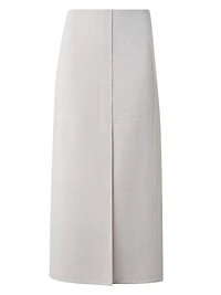 Linen Pencil Midi-Skirt