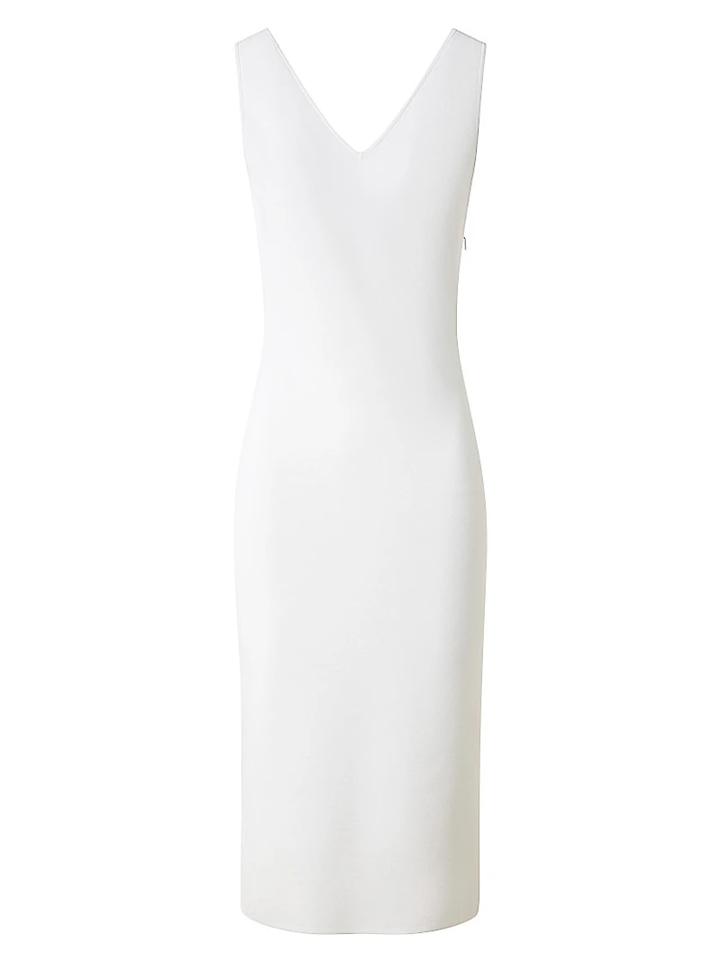 Stretch V-Neck Sheath Midi-Dress