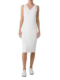Stretch V-Neck Sheath Midi-Dress
