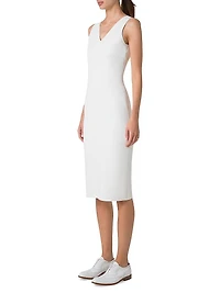 Stretch V-Neck Sheath Midi-Dress