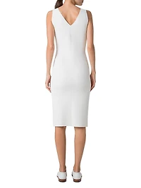 Stretch V-Neck Sheath Midi-Dress