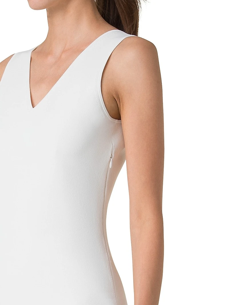 Stretch V-Neck Sheath Midi-Dress