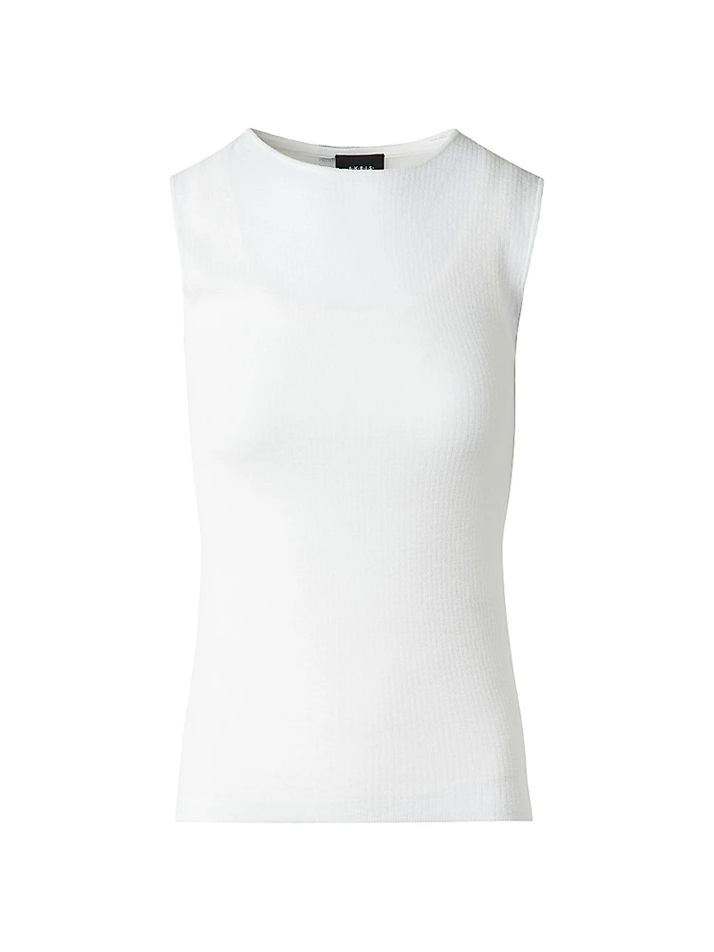 Stretch-Cotton Knit Sleeveless Top