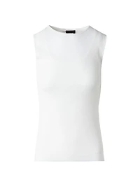 Stretch-Cotton Knit Sleeveless Top