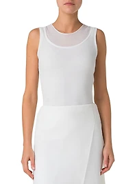 Stretch-Cotton Knit Sleeveless Top