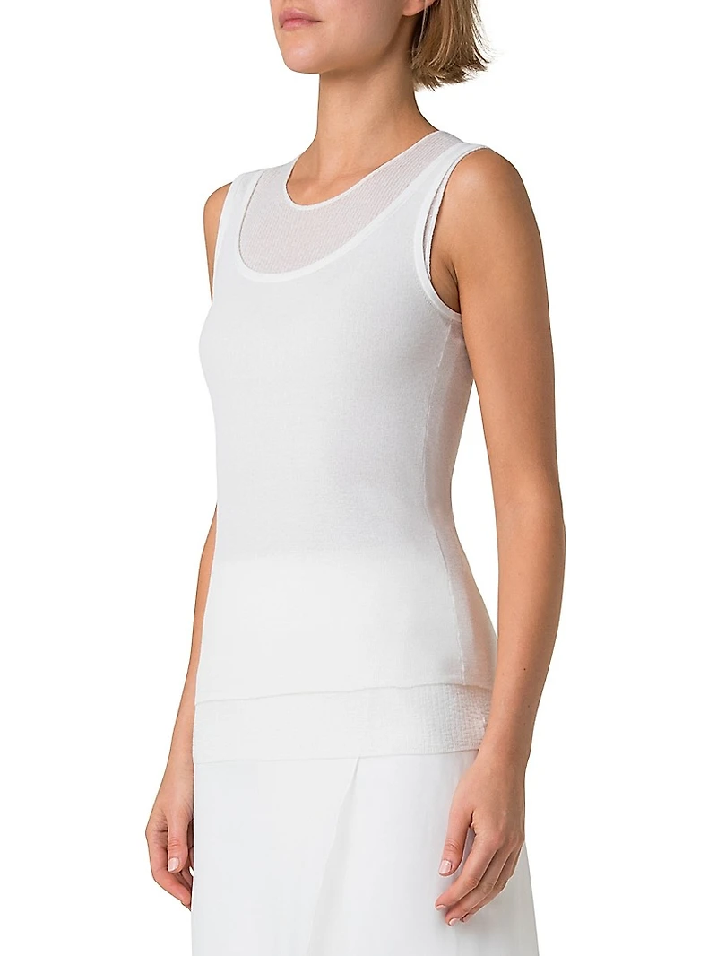 Stretch-Cotton Knit Sleeveless Top