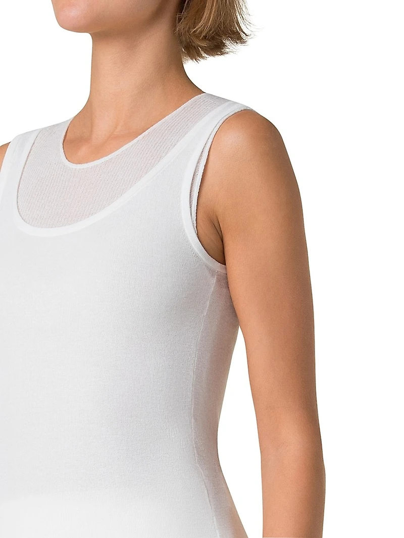Stretch-Cotton Knit Sleeveless Top