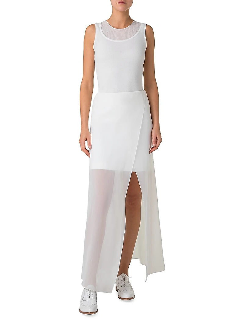 Stretch-Cotton Knit Sleeveless Top