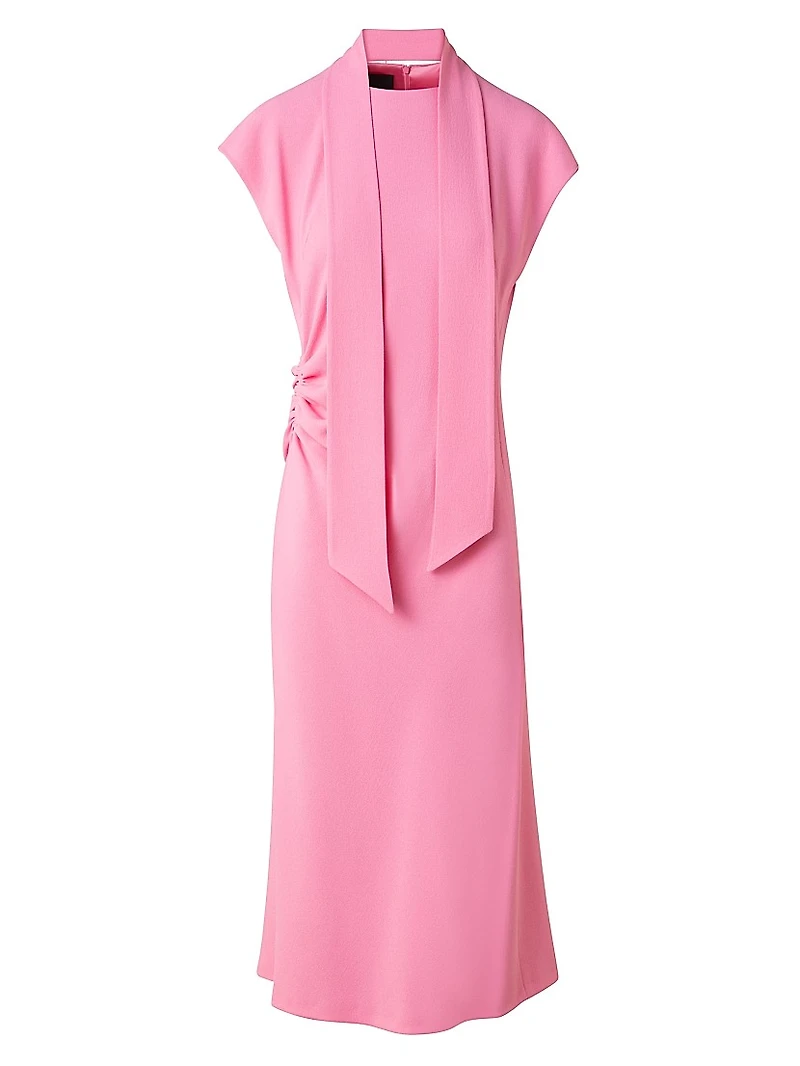 Crepe Ruched Waist Midi-Dress
