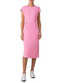 Crepe Ruched Waist Midi-Dress