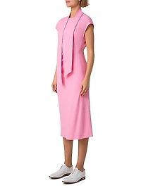 Crepe Ruched Waist Midi-Dress
