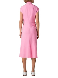 Crepe Ruched Waist Midi-Dress
