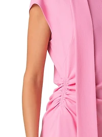 Crepe Ruched Waist Midi-Dress