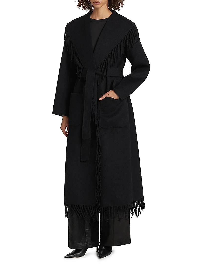 Carrie Fringed Wool-Blend Coat