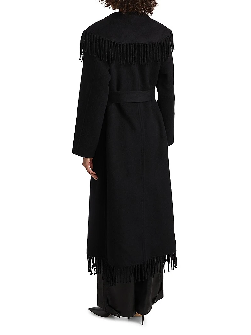 Carrie Fringed Wool-Blend Coat