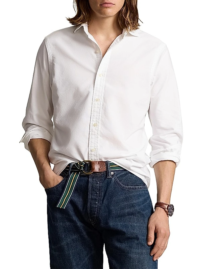 Cotton Oxford Button-Up Shirt