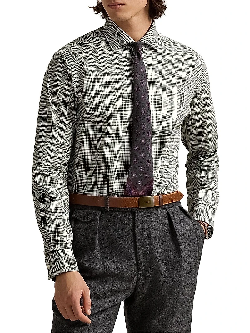 Glen Plaid Cotton Poplin Sport Shirt