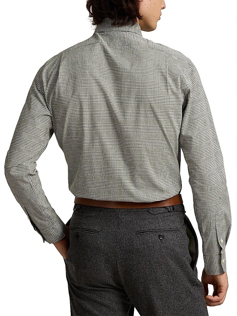 Glen Plaid Cotton Poplin Sport Shirt