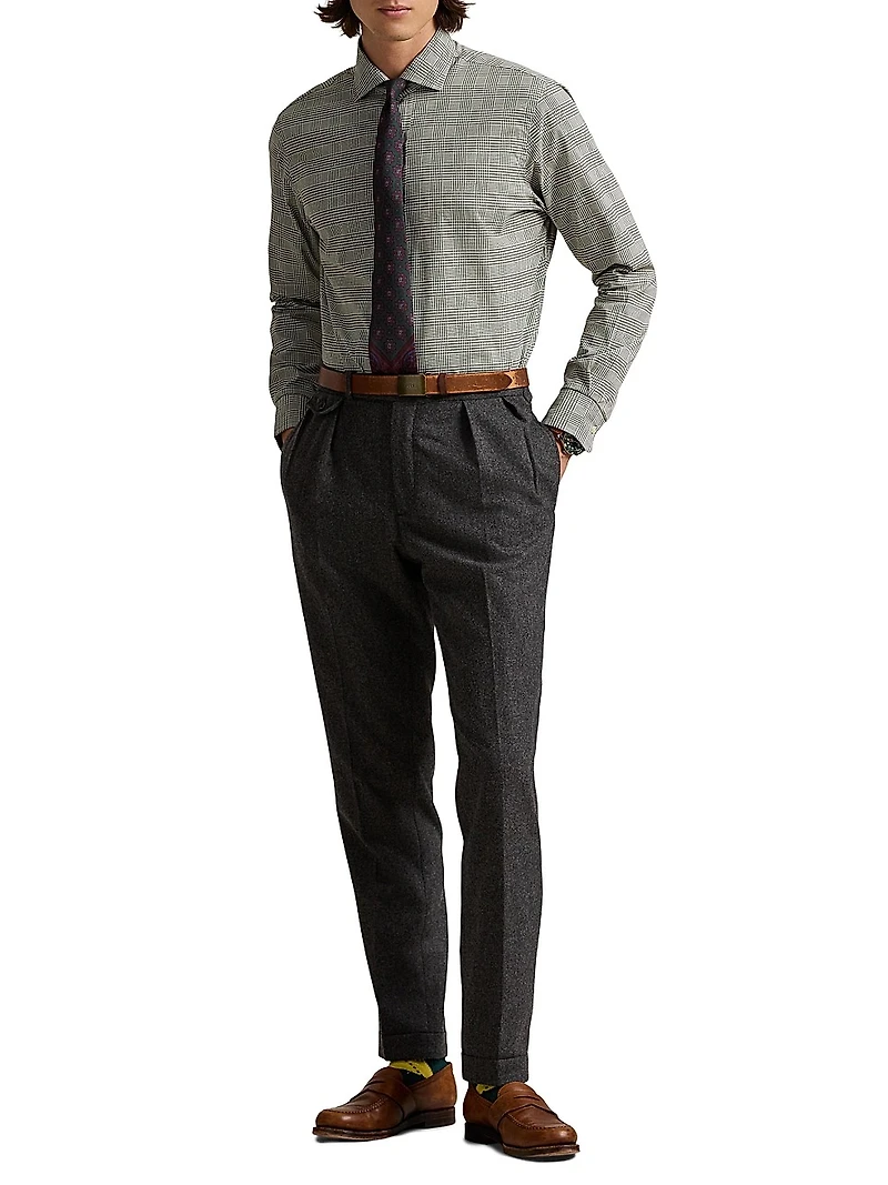 Glen Plaid Cotton Poplin Sport Shirt