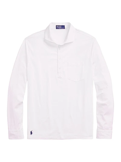 Lisle Cotton Long-Sleeve Polo Shirt