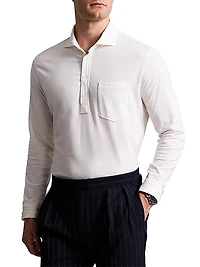 Lisle Cotton Long-Sleeve Polo Shirt