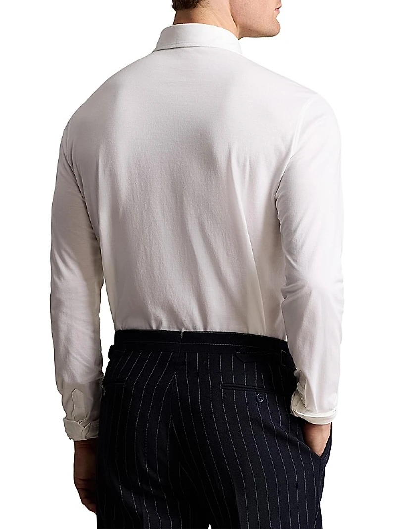 Lisle Cotton Long-Sleeve Polo Shirt