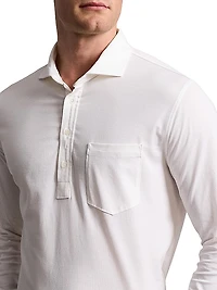 Lisle Cotton Long-Sleeve Polo Shirt