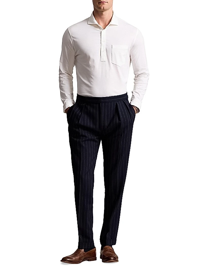 Lisle Cotton Long-Sleeve Polo Shirt