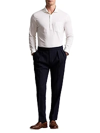 Lisle Cotton Long-Sleeve Polo Shirt