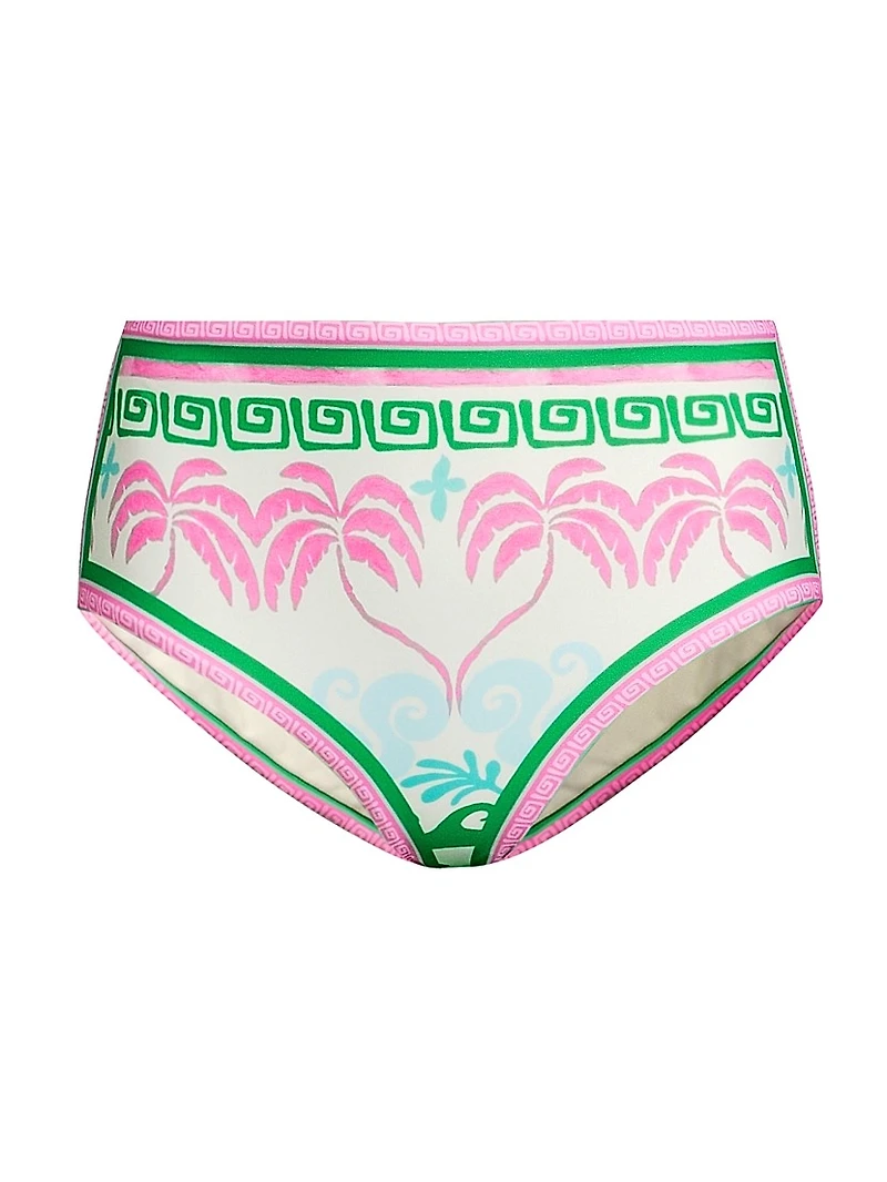 Marcella Palm High-Waist Bikini Bottom