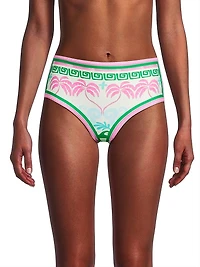 Marcella Palm High-Waist Bikini Bottom