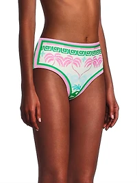 Marcella Palm High-Waist Bikini Bottom
