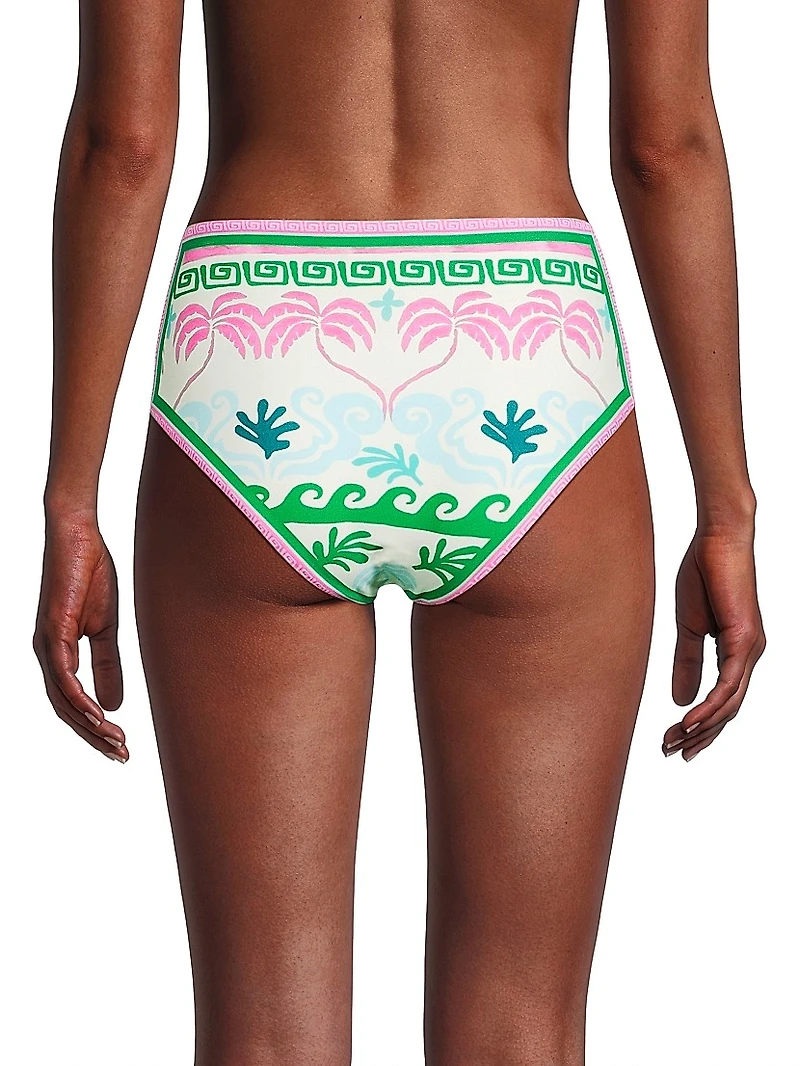 Marcella Palm High-Waist Bikini Bottom