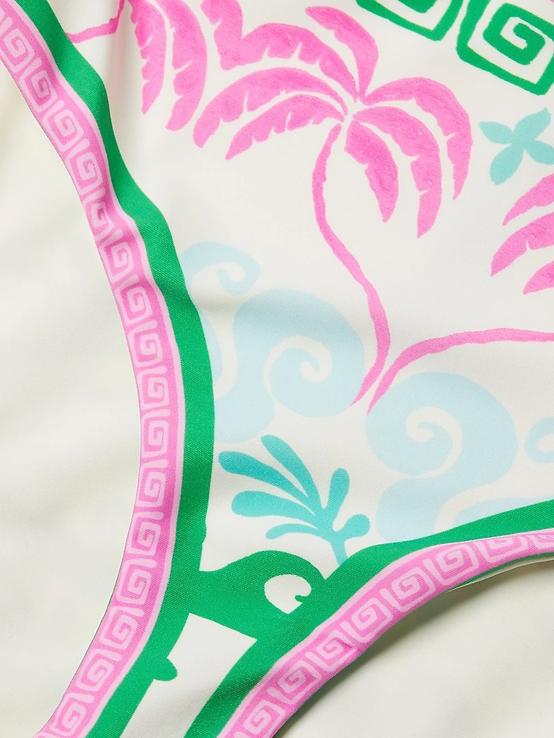 Marcella Palm High-Waist Bikini Bottom