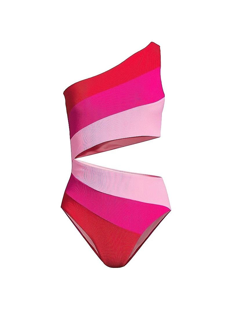 Joyce Colorblocked Cut-Out One-Piece Swimsuit