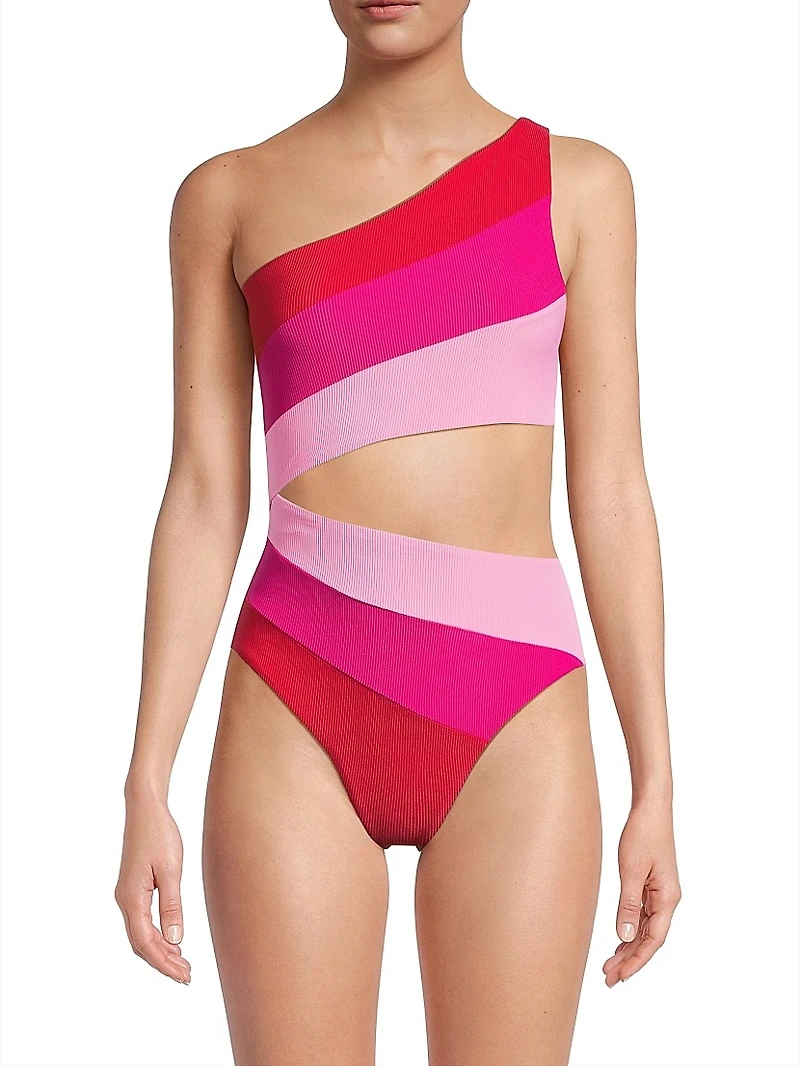 Joyce Colorblocked Cut-Out One-Piece Swimsuit