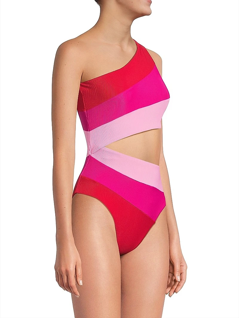 Joyce Colorblocked Cut-Out One-Piece Swimsuit