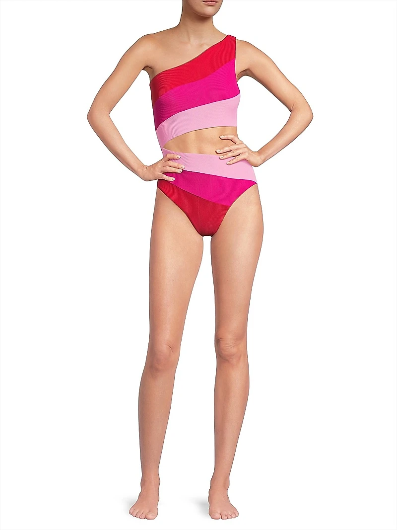 Joyce Colorblocked Cut-Out One-Piece Swimsuit