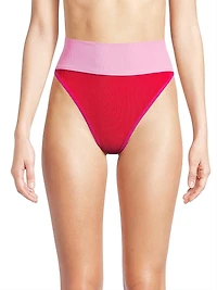 Emmy Colorblocked High-Waist Bikini Bottom