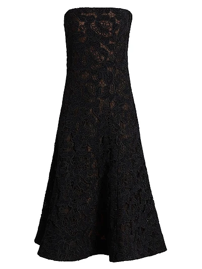 Jules Metallic Lace Bandeau Midi-Dress