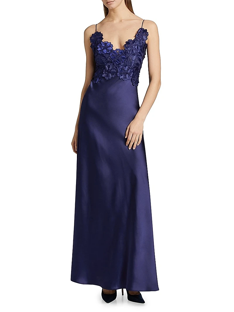 Luella Floral Lace Appliqué Gown