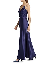 Luella Floral Lace Appliqué Gown