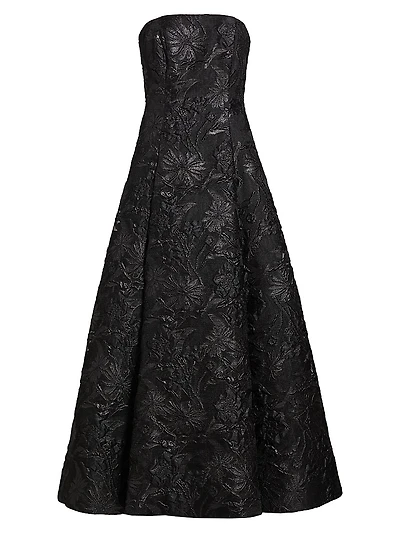 Severine Jacquard Strapless Gown