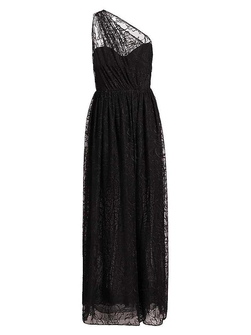 Marie Tulle One-Shoulder Gown