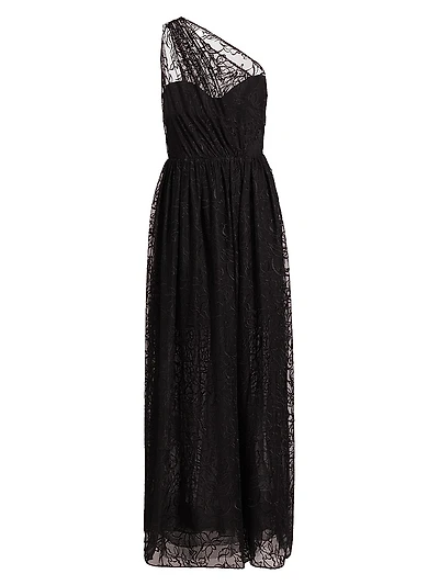 Marie Tulle One-Shoulder Gown