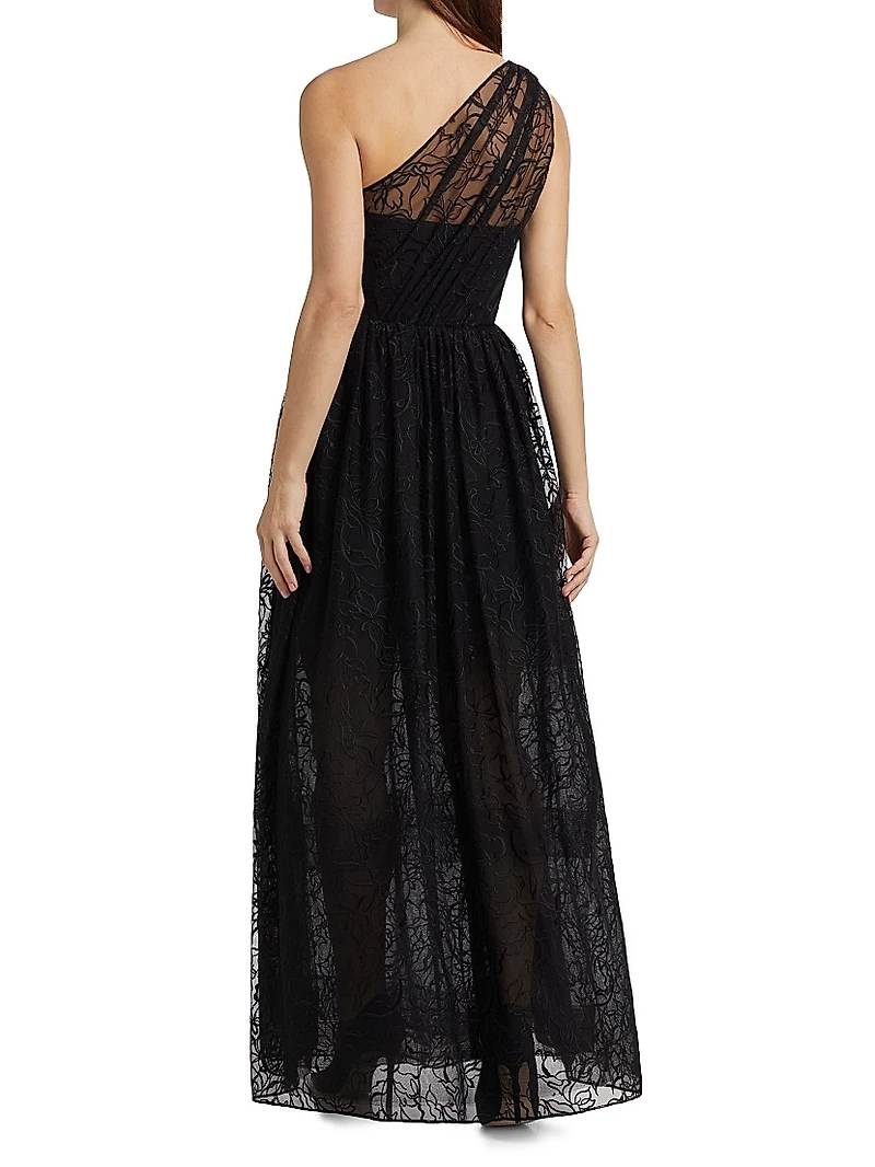 Marie Tulle One-Shoulder Gown